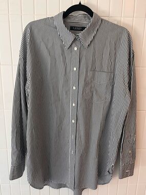 Lauren Ralph Lauren Striped Button Down Shirt | Forest Green | Size XL |